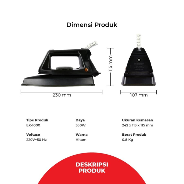 Maspion Setrika Listrik Dry Iron - EX-1000 | EX1000